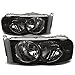 Auto Dynasty Headlights Assembly Compatible with 2002 2003 2004 2005 Dodge Ram 1500 2500 3500, Driver and Passenger Side Halogen Headlamps Replacement, Smoked Lens Clear Corner