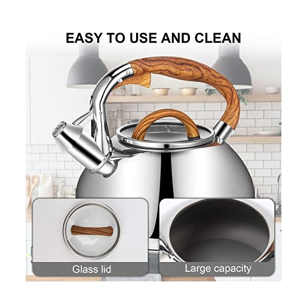 Whistling Tea Kettle Teapot Stovetop 3.2 Quart Food Grade Stainless