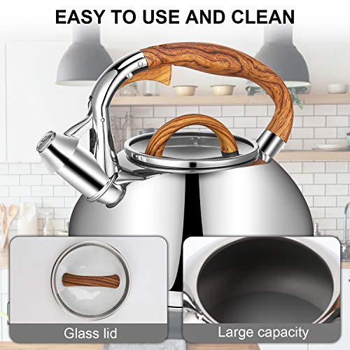 Whistling Tea Kettle Teapot Stovetop 3.2 Quart Food Grade Stainless