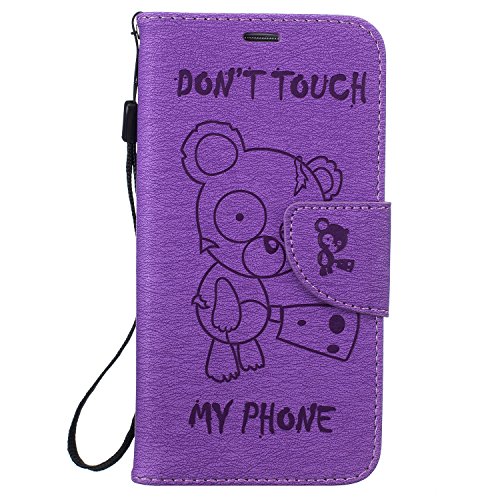 Galaxy S7 Case(Not for Galaxy S7 Edge), Fauiueb Knife Bear Embossed PU Leather Flip Card Wallet Case Cover for Samsung Galaxy S7 (Purple)