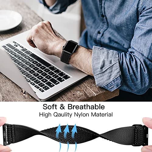Lerobo Elastic Band Compatible with Apple Watch Band 44mm 45mm 42mm 49mm 46mm Men Nylon Solo Loop Sport Strap for iWatch Ultra 3 2 1 SE SE2 SE3 Band iWatch Series 11 10 9 8 7 6 5 4 3 2 1 Women, Black
