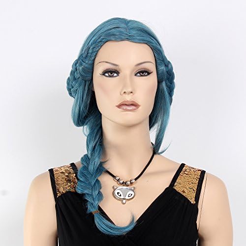 STfantasy Wigs for Women Long Straight Heat Friendly Synthetic Hair 23" 250g Braid Wig Peluca Free Hair Net + Clips Blue and Black Mixed Color Ombre Two Tone
