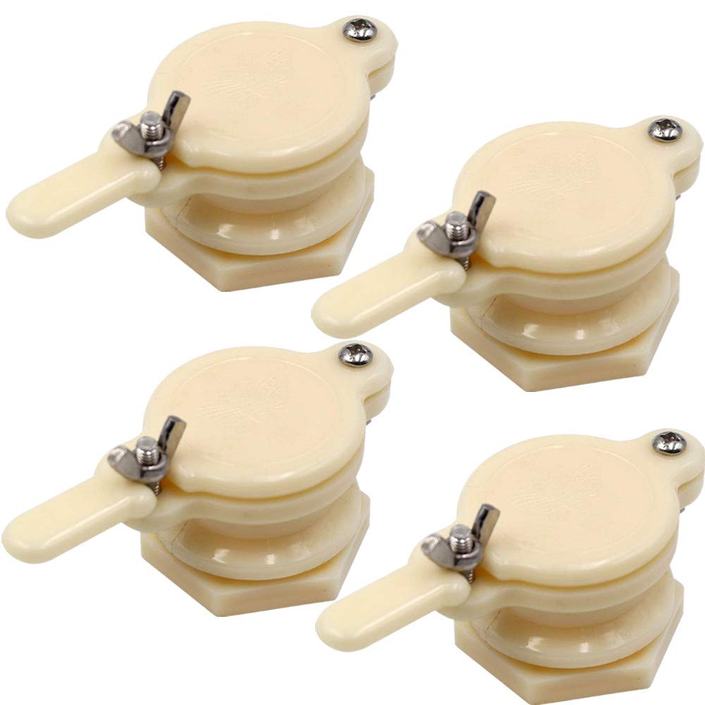MOGOULUA 4pcs Honey Tap Gate Valve Food Grade Honey Extractor Valve Plastic Honey Gate Valve Honey Filling Gate for Honey Barrel Honey Bucket Honey Jar Beekeeping Bottling Tool Beekeeper Equipment
