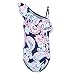 Girls One Piece Swimsuits One Shoulder Ruffle Swimwear Floral Bathing Suit Blue Size 7/7t