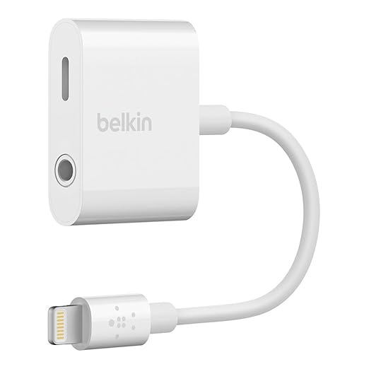 Belkin 3.5 mm Audio + Charge RockStar Headphone Jack Adapter for iPhone X, iPhone 8, iPhone 8 Plus, iPhone 7 and iPhone 7 Plus