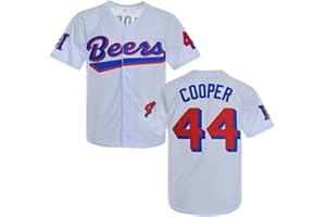 RAINBOW HAWK Men's #44 Joe Cooper Jersey Beers White Movie Baseball Jersey