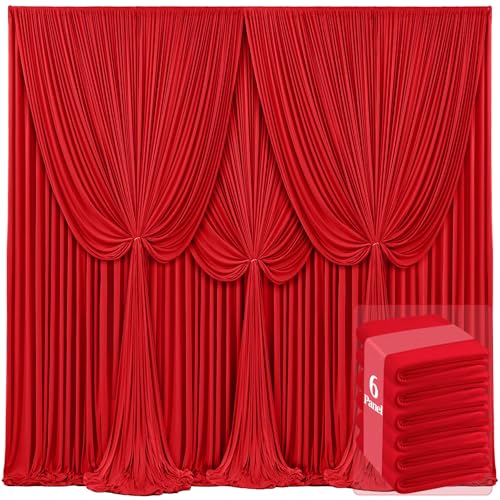 6 Paneele, rote Hintergrundvorhänge für Hochzeit, Party, faltenfrei, Vorhangvorhänge, Stoffdekorationen, Fotohintergrund, Tuch für Babyparty, Fotograf