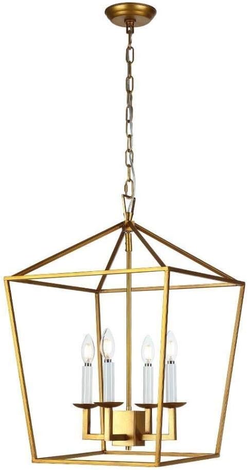 Yxsd Pendelleuchte Gold-Laterne Kronleuchter mit 4 Kerzen Loft