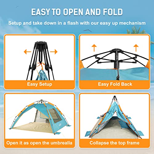 ZOMAKE Beach Tent Sun Shelter XL Portable Beach Tents Sun Shade 4