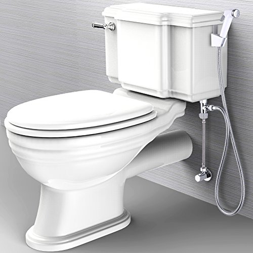 SonTiy Handheld Bidet Sprayer Shattaf Cloth Diaper Sprayer for Toilet Attachment with Adjustable Water Pressure Control Shut-off Brass T- Valve ABS White Chrome - Thumbnail 6