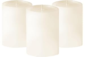 Simply Soson 3x4 inch Ivory Pillar Candles Set of 3, Smooth Texture, Unscented Ivory Candles, Dripless Candles, 3 inch Pillar Candles Ideal as Wedding, Parties, Spas, Dinner, Home Decoration, Church