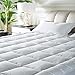 Mattress Topper Queen ❤ (2 Bonus Pillow Cases )❤ Plush Down Alternative Quilted Fitted Skirt Protector Mattress Pad Reviver Enhancer Deep Pocket Fits 8-21 Inches Hypoallergenic Soft White Bed Cover