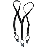 Albert Thurston Black Button Braces with Black Leather/Brass Fittings