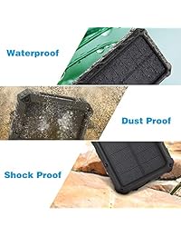 Uplayteck Qi Cargador inalámbrico portátil de 20000 mAh con 4 salidas y entradas dobles tipo C, linterna LED, batería de respaldo externa a prueba de lluvia para senderismo, acampada