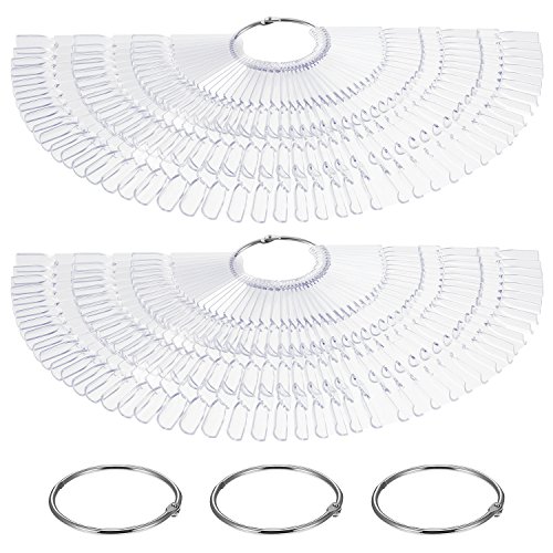 Bememo 100 Pieces Nail Tip Fan Nail Art Polish Display Sticks with 5 Binder Rings for Practice Nail Polish Searching - Thumbnail 4