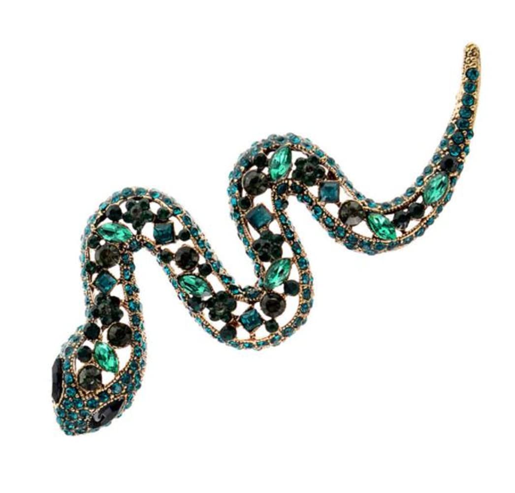 Rhinestone Snake Brooch For Women Vintage Fashion Animal Pin Coat Jewelry Gift