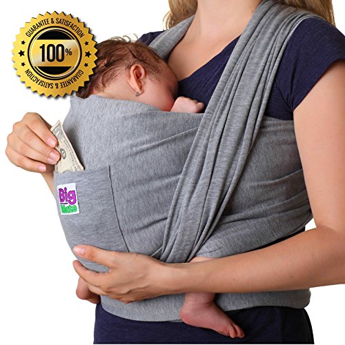 Baby Sling Carrier for Newborn by BIG MATE - Super Soft Baby Sling Wrap for Breastfeeding and Bathtub - Made of Premium Quality Cotton for Your Comfort - Great for Dad as Well - INSTRUCTIONS Included