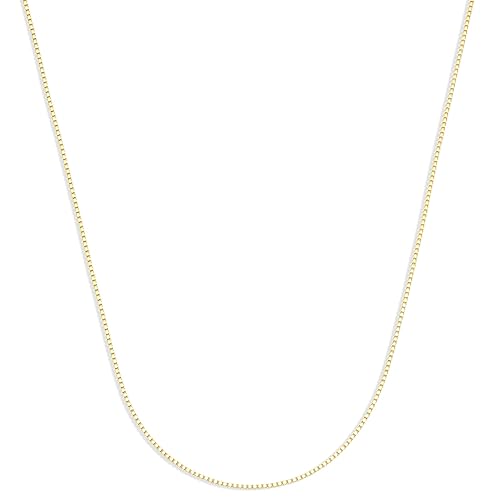 Amazon Essentials 14K Gold Over Sterling Silver 024 Gauge Box Chain 24", Yellow 14K Gold