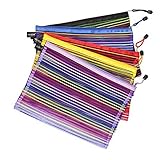 Nument(TM) Colorful rainbow style nylon mesh file bag Size A4 cellphone Stationery File Certificates Thing Digital Tool Money Trivial Makeup Storage 5 PCS