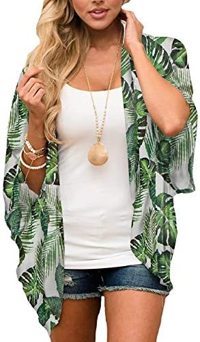 CLACIRE Women's Floral Print Kimono Cardigan Sheer Loose Chiffon Blouse Tops
