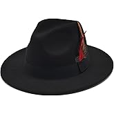 Mens Fedora Hats Classic Wide Brim Fedora Hat for Women Men Dress Hats Panama Hat with Band