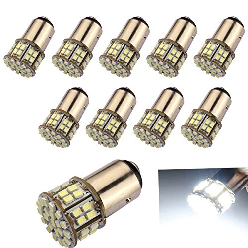 10-Pack Super Bright 1157 2057 2357 7528 BAY15D 50-SMD White LED Bulbs For Brake Lights Tail lights Turn Signal