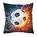 VIPbuy Home Décor Super Soft Short Plush Square Throw Pillow Case Sofa Cushion Cover with Invisible Zipper- 18 x 18 inches -No Insert- Soccer Ball Theme