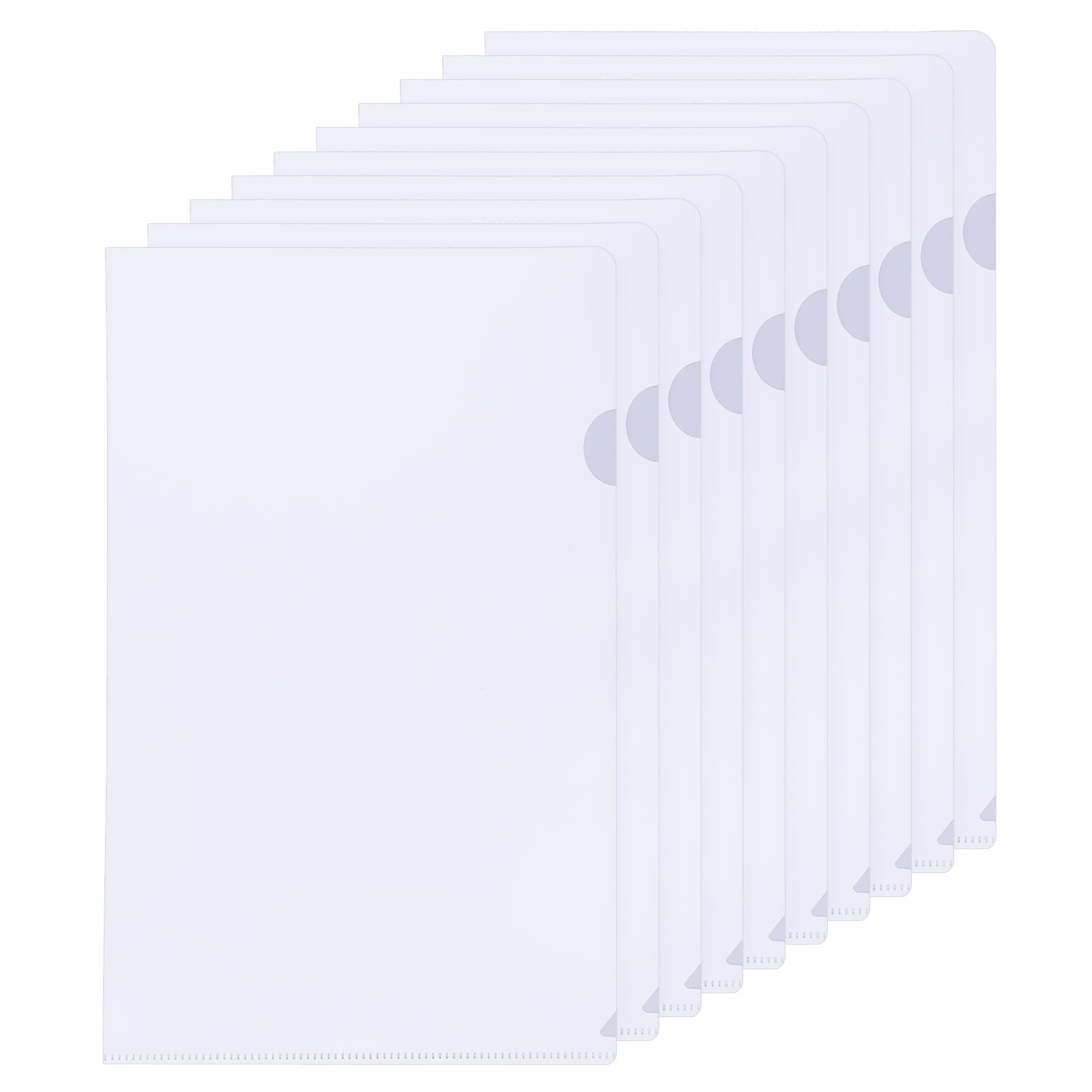 PATIKIL L Type Folders 10 Pack A4 Plastic File Project Pockets Clear Paper Document Jacket Sleeves for Office, White