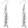 ROSTIVO Fish Bone Grunge Earrings for Women Weird Y2K Punk Dangle Earrings Skeleton Goth earrings