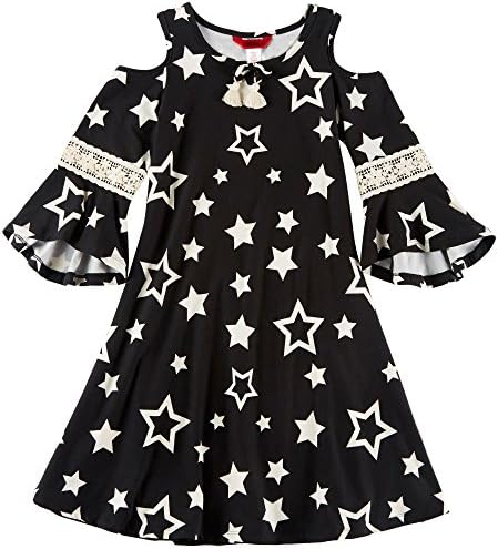 1ST KISS Little Girls Star Cold Shoulder Dress Small Black/White