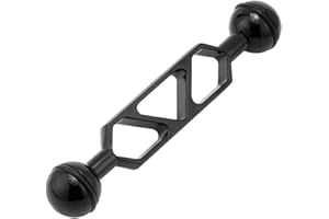 DIVJINGHAO 1" Ball to YS Head Adapter with 5'' Extension Arm Aluminum Alloy Underwater Dual Ball Arm for Strobe, Video Light,