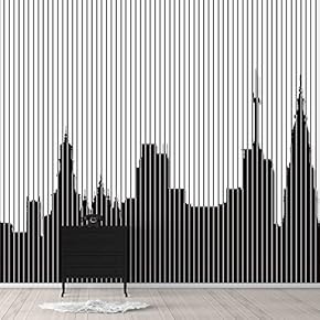 Wall Murals for Bedroom Abstract Black and White Building Removable Wallpaper Peel and Stick Wall Stickers - 66x96 inches