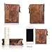 Men's Wallet, NaSUMTUO RFID Blocking Minimalist Vintage Cowhide Leather Wallet with Double Zipper Pocket for Men (Brown)