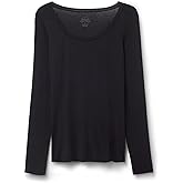 Intimissimi Woman's Sheer Long Sleeve Scoop Neck Top in Ultralight Modal with Cashmere