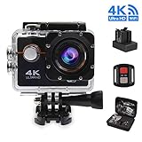 V2 4K WIFI Sports Action Camera,Fatmoon Action Camera Waterproof 1080P DV Camcorder,170 Degree Wide Angle With 2.4G wireless Remote Control Sprots DV Camara for Camping Bicyling Driving