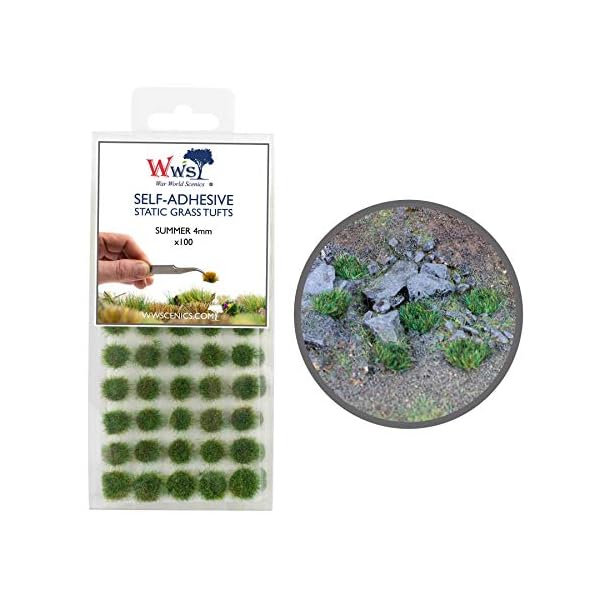 War World Scenics 4mm Sommer Selbstklebende Statische Grasbüschel x 100 - Modellbau Modellbahn Landschaftsbau Diorama…