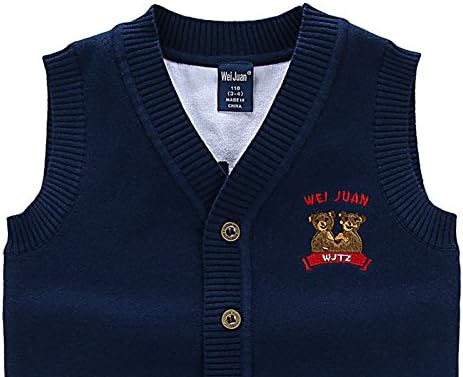 Wei Juan Boys Cardigan Sweater Vest Cartton Bears Unisex Kids Button Down Waistcoat 2-7T