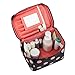 EN'DA professional Big Size Cosmetic Bag for Organize Makeups Travel Makeup Bag with Clear Mirror Single Layer Large Storage Space (Black&Pink)