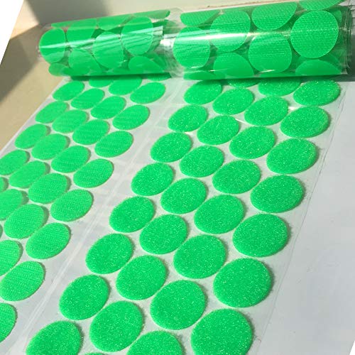 100 Pcs Hook Loop Fastener Dots Sticks Tape 1 inch Diameter Self-Adhesive Sticky Back Nylon Coins Waterproof for Classroom Office School Teachers Kids Hanging Picture Frames (Green)