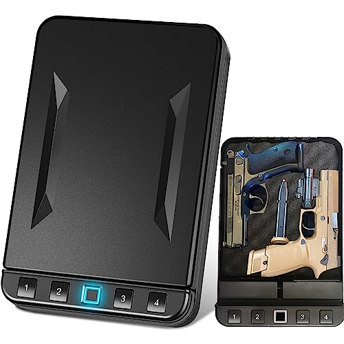 Biometric Gun Safe for Pistol, Quick Access Fingerprint Handgun Safe