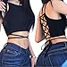 Women's Sexy Sleeveless Strap Lace Up Criss Cross Casual Cami Tank Crop Top Black
