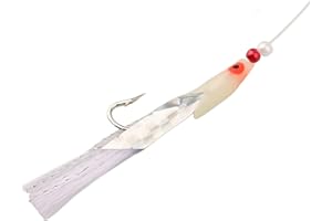 Sabiki Fishing Rig with 6 Hooks Luminous Beads Deep Sea Mackerel Herring Bait Lures High Carbon Steel Red Head White Foil Fla