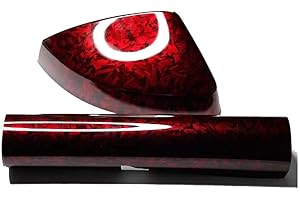ASENDIWAY Red Gloss Forged Carbon Fiber Car Vinyl Wrap Stretchable Decal Sticker Film Sheet Air Release DIY Decoration Vinyl Roll 3M