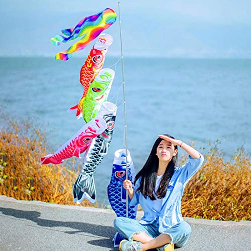 New 5 Colors 55cm Waterproof Japanese Carp Windsock Streamer Hanging Fish Flag Decor Kite Koinobori for Children - Orange - Thumbnail 3