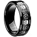 8mm Infinity Black Tungsten Wedding Ring Silver Skull Inlay Statement Engagement Jewellery Size 9