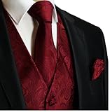 Burgundy Red Paisley Tuxedo Vest Set