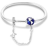 Parmuz 925 Sterling Silver Charm Bracelet for Woman Snake Chain Bracelet Star Moon Butterfly Cute Iconic Moments European Bracelet Jewelry Gift for Woman