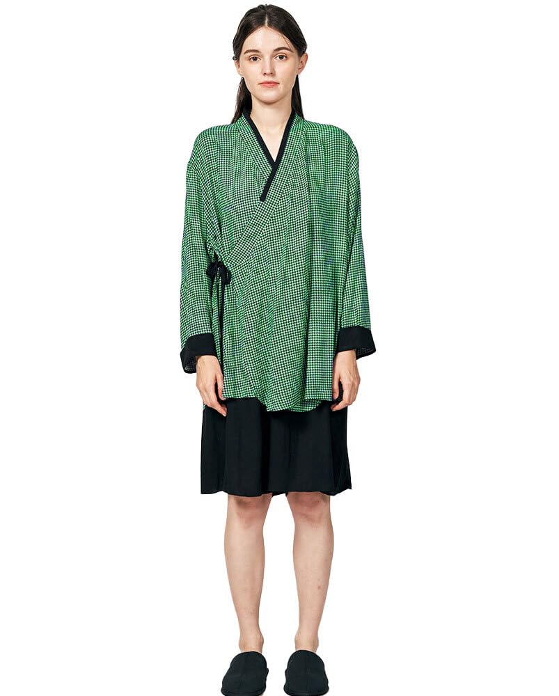 Photo 1 of ALKONG DANZAM Women's K-Pop Style Korean Traditional Hanbok Comfortable Pajamas Loungewear Robes and Pants Costume PJS Set -Green/XL