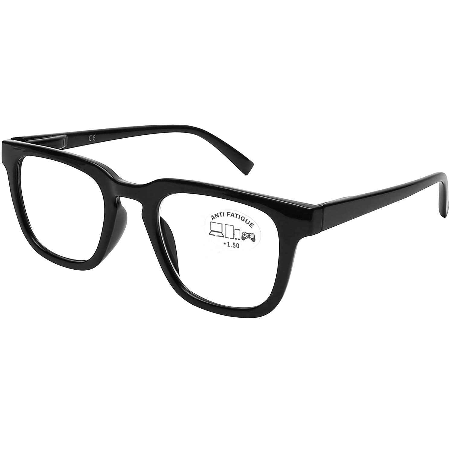DOOViC Blue Light Blocking Reading Glasses Black Frame Square Computer Readers Glasses for Men/Women +2.0