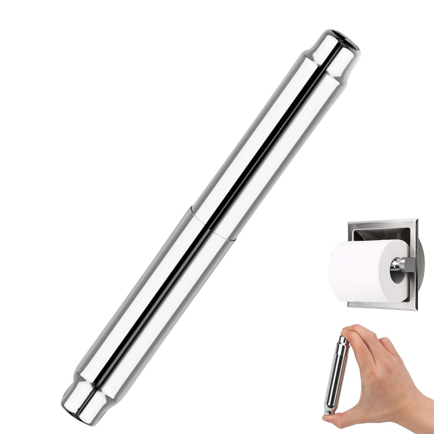 Photo 1 of **NO BOX**Toilet Paper Holder Roller Replacement, Stainless Steel Toilet Paper Roller Replacement Toilet Paper Spring Rod Universal, Chrome